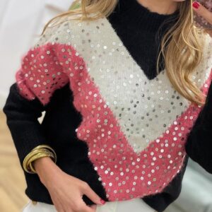 Sweter półgolf z cekinami